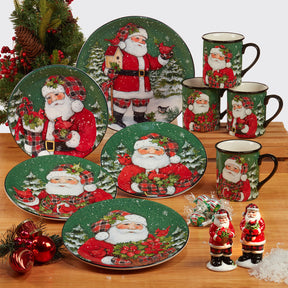 Conjunto de Louças Christmas Lodge Santa com 16 Peças - Serviço para 04 Pessoas