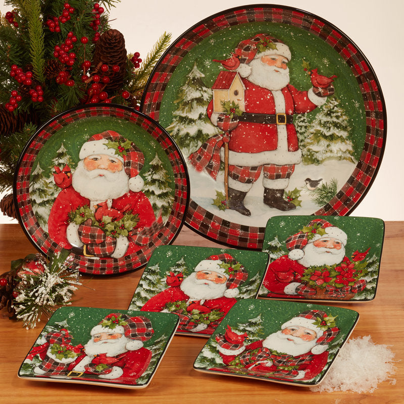 Conjunto de Louças Christmas Lodge Santa com 16 Peças - Serviço para 04 Pessoas