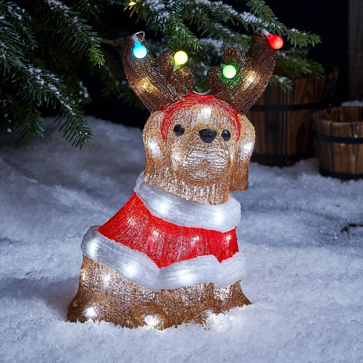 Figura de Natal de cachorro acrílico ao ar livre