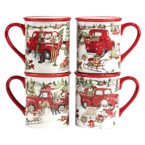 Conjunto Louças porcelana Estampa de Natal 16 peças - Serviço para 04 Pessoas